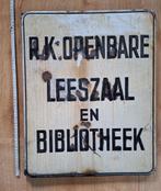 Zeldzaam antiek emaille  bord RK leeszaal bibliotheek bieb, Verzenden