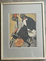 1901 - De fietsers - Biciclisti / Gose / Vintage - Retro, Antiek en Kunst, Kunst | Etsen en Gravures, Ophalen of Verzenden