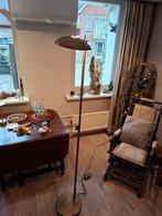 Koperen staande lamp met leeslamp en dimmer, Huis en Inrichting, Lampen | Vloerlampen, Ophalen, Gebruikt, Metaal, Modern