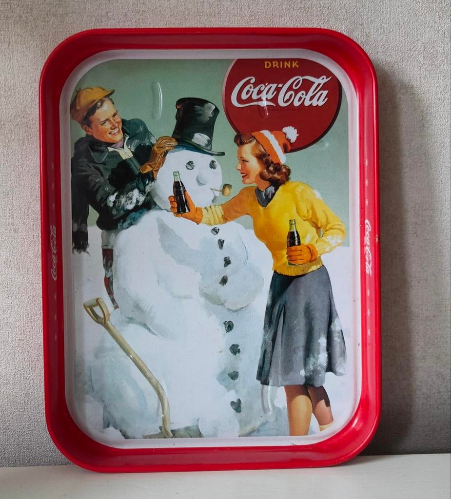 Coca Cola dienblad met nostalgische winterse afbeelding, Ophalen of Verzenden, Zo goed als nieuw, Gebruiksvoorwerp