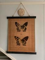 Bamboe/rieten poster met vlinders, Zo goed als nieuw, Ophalen