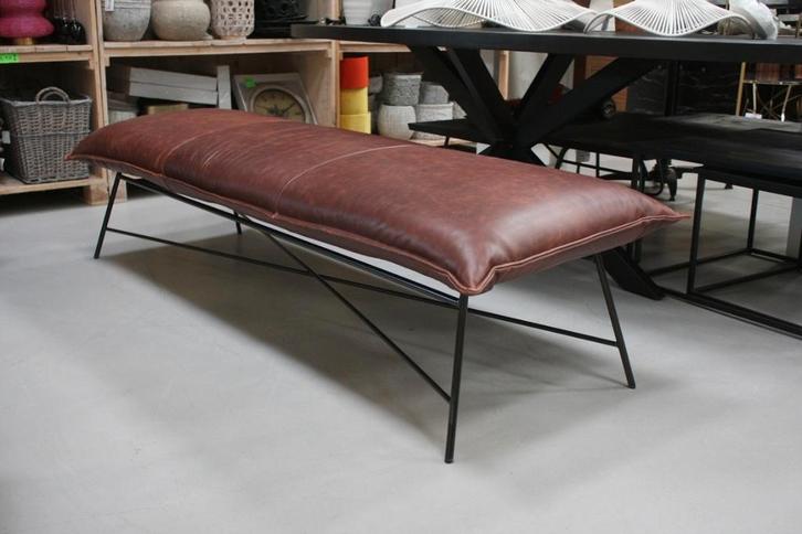 2 x luxe bank eetkamerbank Vidar Jess design metaal & leer, Huis en Inrichting, Stoelen, Zo goed als nieuw, Twee, Leer, Metaal