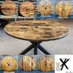 Eettafel van houten kabelhaspel schijf, 100 tot 150 cm, 150 tot 200 cm, Rond, Nieuw
