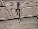 Antieke koperen kachel/openhaard tang 81 cm hoog., Antiek en Kunst, Ophalen of Verzenden