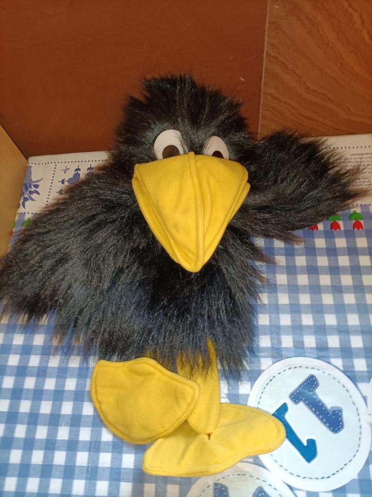 Zwarte vogel handpop kraai  Rekenhulp school, Ophalen of Verzenden, Nieuw