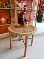 Rotan Tafel Webbing, Huis en Inrichting, Tafels | Bijzettafels, Minder dan 55 cm, ., Rond, Zo goed als nieuw