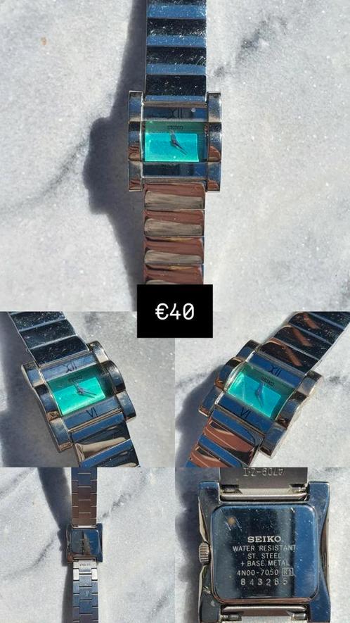 Seiko Dameshorloge Staal Groene Wijzerplaat, Sieraden, Tassen en Uiterlijk, Armbanden, Gebruikt, Staal, Ophalen of Verzenden