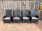 4 Zwarte tuinstoelen verstelbaar rugleuning, Tuin en Terras, Tuinstoelen, Ophalen, Zo goed als nieuw, Kunststof, Verstelbaar