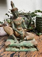 Thailand boeddha muzikant trommel brons massief, Huis en Inrichting, Woonaccessoires | Boeddhabeelden, Verburgt Vintage, Ophalen of Verzenden