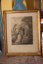 Antieke franse gravure bois dore lijst la lanterne magique, Ophalen