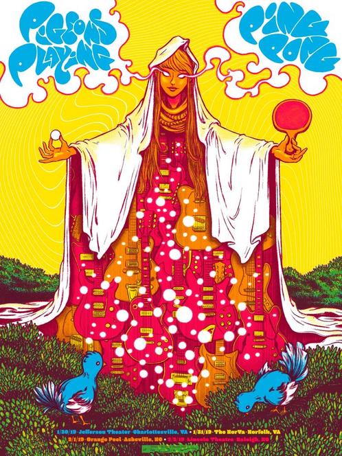 James Flames - Pigeons playing Ping Pong - The Visitation, Verzamelen, Posters, Nieuw, Muziek, A4 of kleiner, Rechthoekig Staand