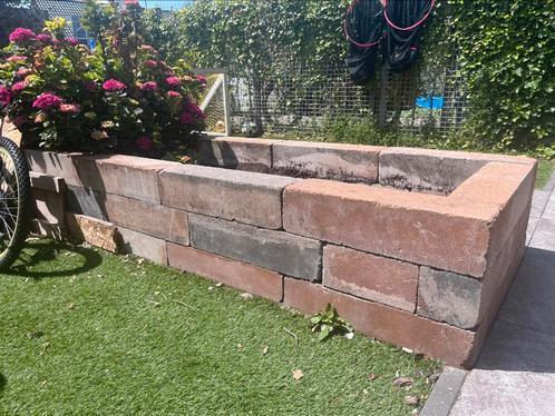 Muur / stapelstenen beton 56st Redsun Blockstone Kilimanjaro, Tuin en Terras, Tegels en Klinkers, Zo goed als nieuw, Overige typen