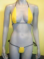 string bikini geel/zwart 32 34 (P), Kleding | Dames, Badmode en Zwemkleding, Nieuw, Bikini, Ophalen of Verzenden, Zwart