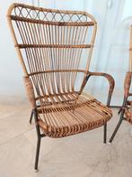 2x vintage rotan fauteuils stoelen jaren 50 60 Rohé, Huis en Inrichting, Ophalen, Gebruikt, Minder dan 75 cm, Riet of Rotan
