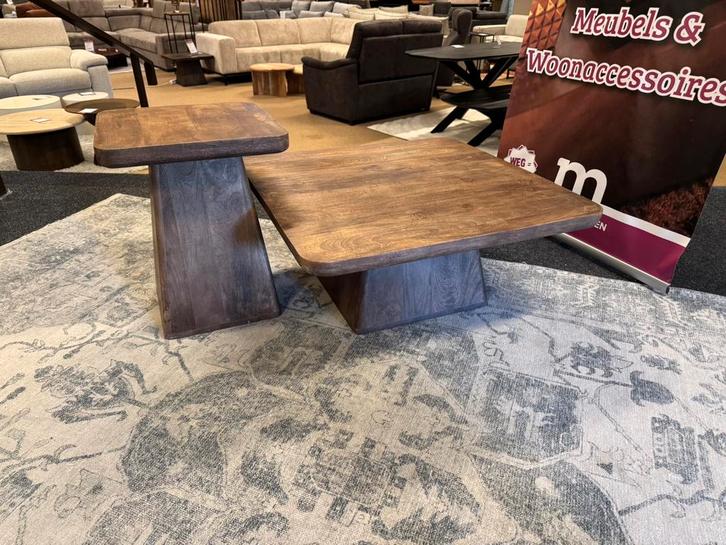 Salontafel 2-Delig Bruin Mango 50%Korting Direct/Leverbaar, Huis en Inrichting, Tafels | Salontafels, Nieuw, Minder dan 50 cm