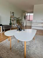 Jysk bijzettafels wit met beuken pootjes, Huis en Inrichting, Ophalen, Rond, Hout, Minder dan 55 cm
