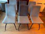 Zes grijze eetkamerstoelen., Huis en Inrichting, Ophalen, Zo goed als nieuw, Metaal, Grijs