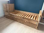 1 persoons bed steigerhout met lades, Huis en Inrichting, Slaapkamer | Bedden, Ophalen, 90 cm, Eenpersoons, Bruin