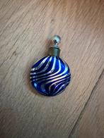 Antiek glazen parfumflesje, Verzenden, Zo goed als nieuw, Blauw, Zilver