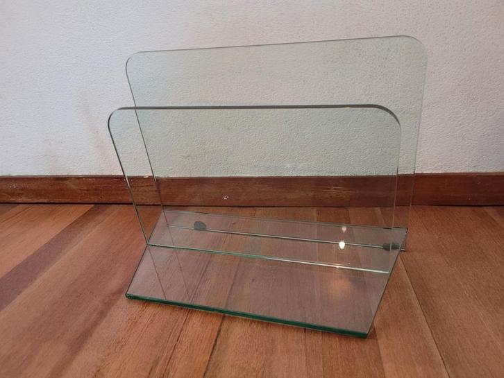 Vintage Glazen Lectuurbak / Tijdschriftenhouder, Huis en Inrichting, Woonaccessoires | Krantenbakken en Lectuurbakken, Gebruikt