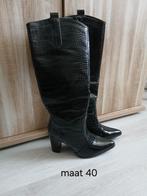 Croco lak laarzen, Ophalen, Hoge laarzen, Zwart, Nieuw