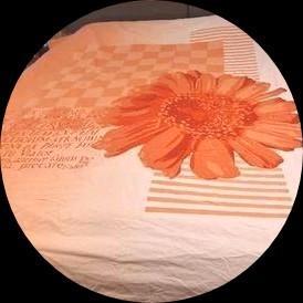 Dekbedovertrekset 240x220 Katoensatijn Oranje Bloem beschikbaar voor biedingen