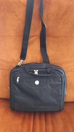 Compacte zwarte canvas laptoptas, Ophalen of Verzenden, Zo goed als nieuw, Schoudertas