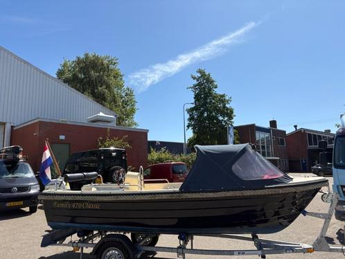 Sloep: Family 470 + Honda 10pk + Zonnedek + Trailer, Watersport en Boten, Sloepen, Gebruikt, 10 tot 30 pk, 3 tot 6 meter, Buitenboordmotor