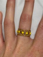Vintage Ring | Goudkleurig | Verstelbaar | Gele Accenten, Nieuw, Ophalen of Verzenden, 17 tot 18, Dame
