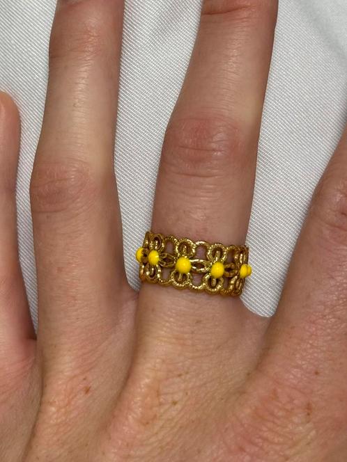 Vintage Ring | Goudkleurig | Verstelbaar | Gele Accenten, Sieraden, Tassen en Uiterlijk, Ringen, Nieuw, Dame, 17 tot 18, Goud