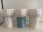 3 x pot of vaas hoofd of gezicht Scandinavisch design, Ophalen, Overige kleuren, Minder dan 50 cm, Glas