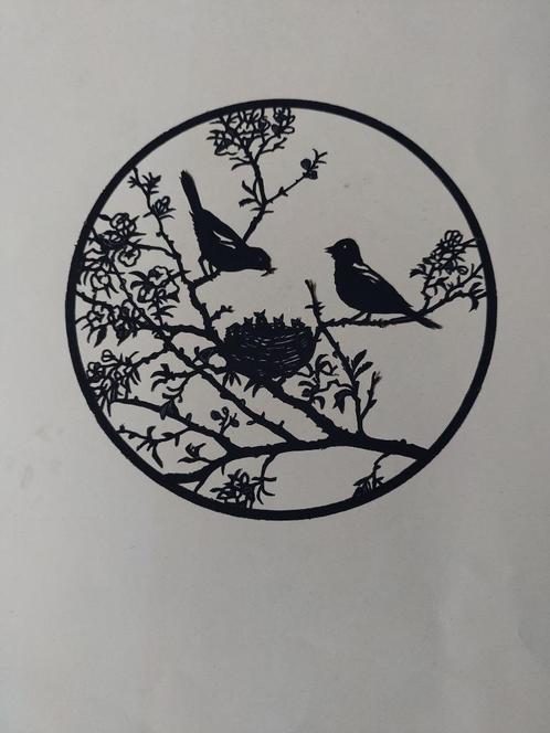 Knipsel, vogels, vogelnest, Antiek en Kunst, Kunst | Overige Kunst, Verzenden