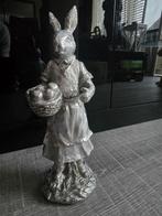 Zilverkleurig Dierenbeeld - Konijn met Mand, Diversen, Ophalen of Verzenden, Nieuw