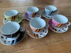6 kleurige coffee kop en schotels, Ophalen of Verzenden, Nieuw, Overige stijlen, Kop(pen) en/of Schotel(s)