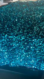 Turquoise Pailettenstof, Blauw, 120 cm of meer, Ophalen of Verzenden, Polyester