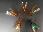 Vintage 5 vruchtensap glas / kelkglas groen en amber kleurig, Verzamelen, Ophalen, Zo goed als nieuw, Overige typen