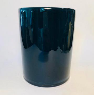 Glazen bloempot, plantenpot, petrol donkerblauw beschikbaar voor biedingen