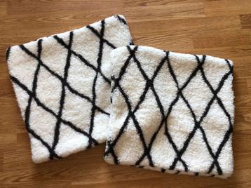 2 kussen hoezen ruiten gestreept “marokkaans” fleece beschikbaar voor biedingen