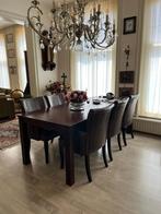 Eetkamer tafel + 6 stoelen donkerbruin, Ophalen, Gebruikt, 4 tot 6 stoelen