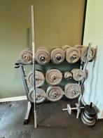 Fitness gewichtenen, schijven, halters, dumbells, Sport en Fitness, Fitnessmaterialen, Ophalen, Zo goed als nieuw, Halterschijven