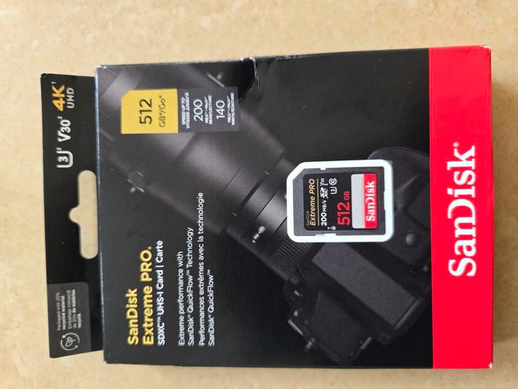 SanDisk Extreme Pro 512GB SDXC UHS-I, Audio, Tv en Foto, Fotografie | Geheugenkaarten, Zo goed als nieuw, 128 GB, Fotocamera, Ophalen of Verzenden