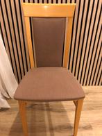 9 eetkamerstoelen hout met stof te koop, Ophalen, Gebruikt, Bruin, Vijf, Zes of meer stoelen
