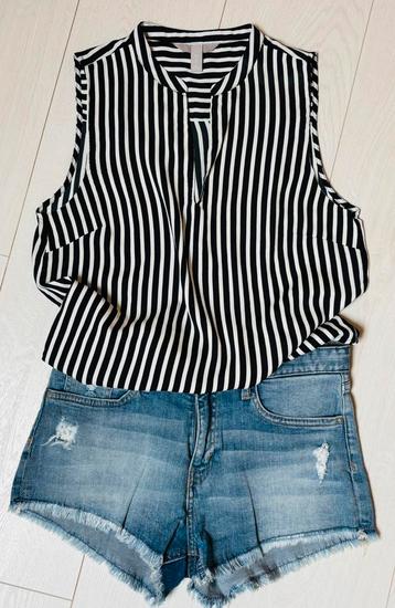 Jeans short + gestreepte blouse, maat S beschikbaar voor biedingen