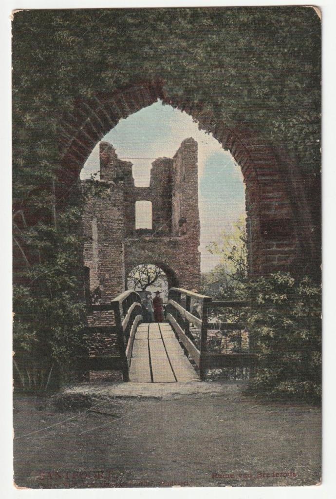 Santpoort ruïne van Brederode oude ansichtkaart, Verzamelen, Ansichtkaarten | Nederland, Ongelopen, Noord-Holland, Verzenden