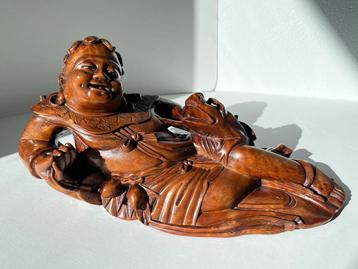 Houten beeld liggende boeddha Chinees