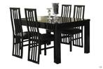 Eetkamertafel Forever Hoogglans wit- zwat- marmer grijs-acti, Nieuw, Vijf personen of meer, 150 tot 200 cm, Rechthoekig