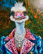 Schilderij deftige struis, Ophalen of Verzenden