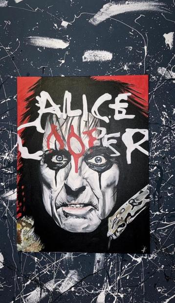 Handmade Alice Cooper Schilderij 60x80 Punk / Rock & Roll beschikbaar voor biedingen