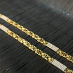 14k gouden koningsketting platte schakel 70 cm, Sieraden, Tassen en Uiterlijk, Kettingen, Ophalen of Verzenden, Nieuw, Goud