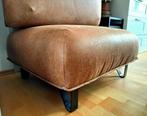 Lederen poef bijzetbank loungebank cognac, Ophalen, 100 tot 125 cm, Zo goed als nieuw, Metaal